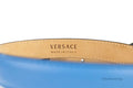 Versace DV Blue Leather Slim 20mm Adjustable Medusa Belt - Velora Luxury Fashion