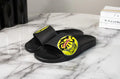 Versace Gomma St. Medusa Smile Black Bright Yellow Pool Slides - Velora Luxury Fashion