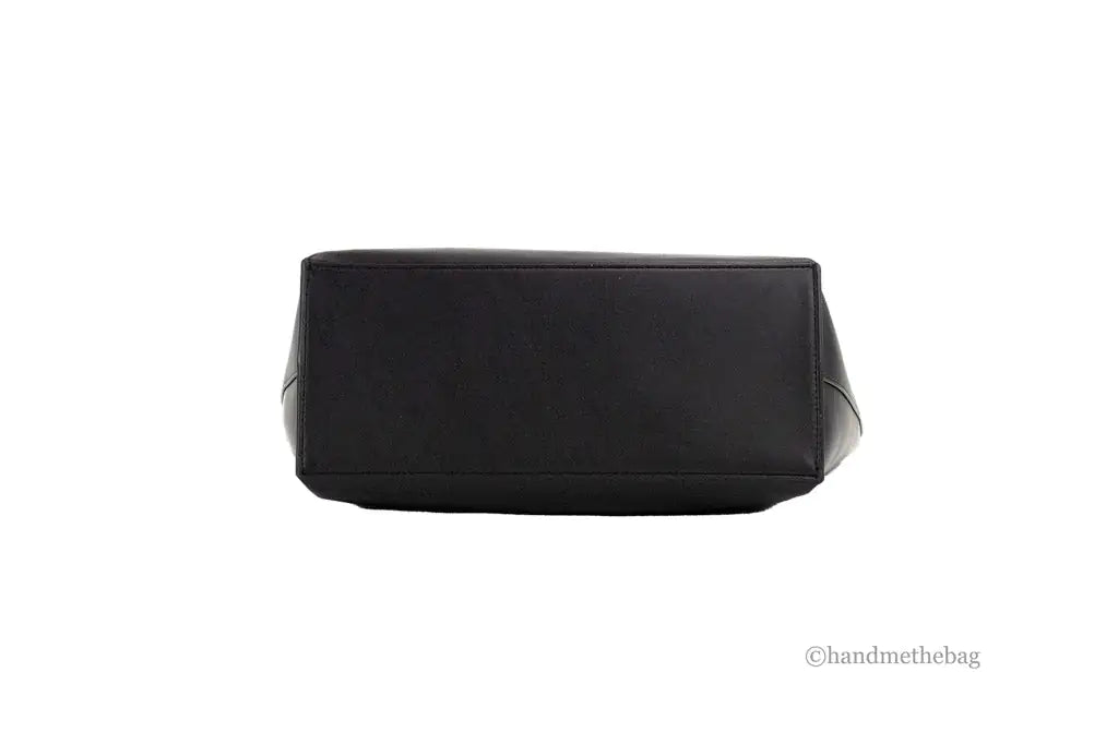 Versace Jeans Couture Black Grained Faux Leather Logo Lock Tote Shoulder Handbag - Velora Luxury Fashion