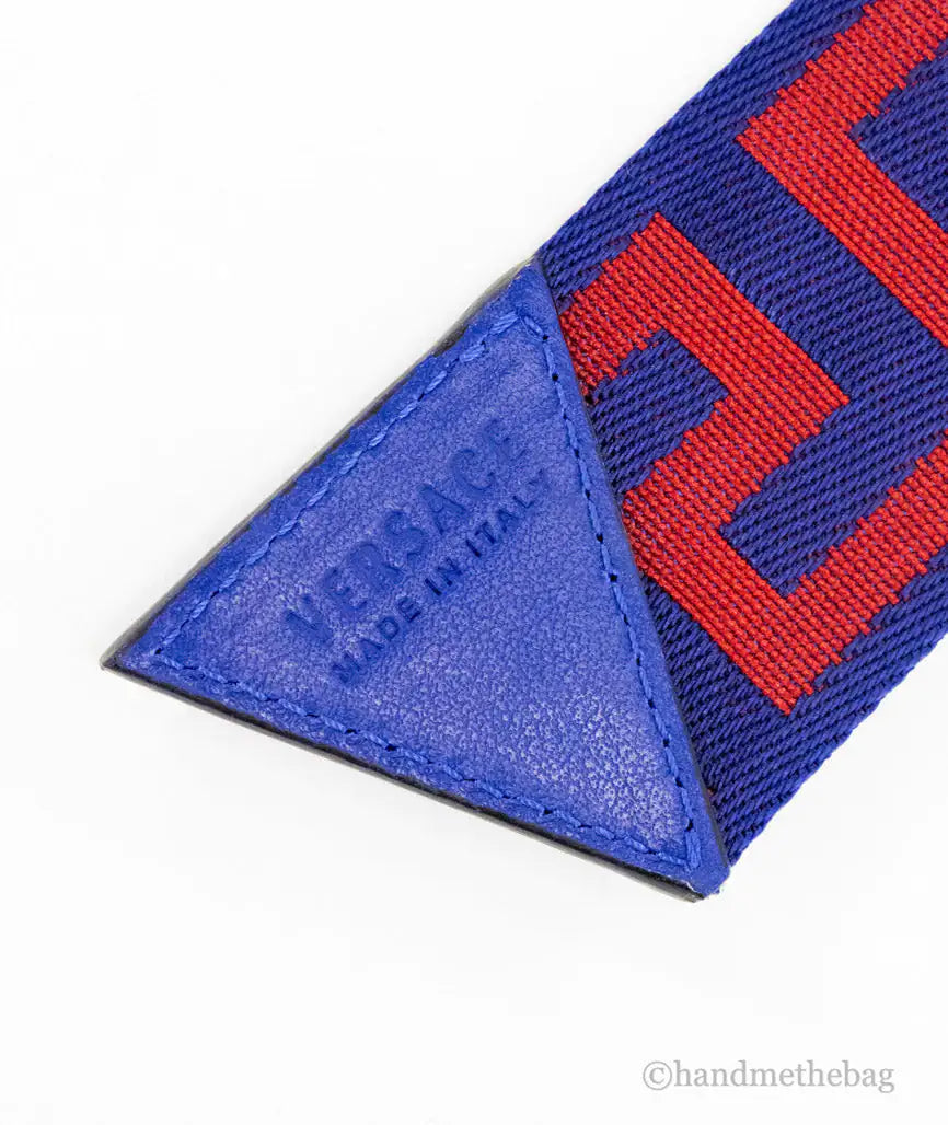 Versace Lapis & Scarlet Greek Key Belt - Velora Luxury Fashion