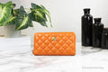 Versace Large Dark Orange Quilted Leather Continental Wallet - Velora Luxury Fashion