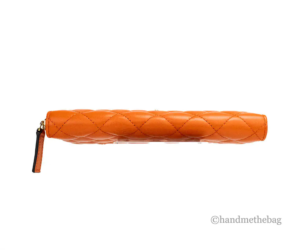 Versace Large Dark Orange Quilted Leather Continental Wallet - Velora Luxury Fashion