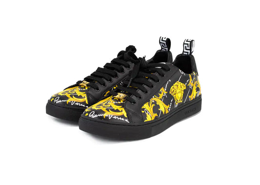 Versace Low Top Leather Vitello St. Barocco Sneakers - Velora Luxury Fashion