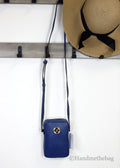 Versace Mini Navy Leather Medusa Pendant Crossbody - Velora Luxury Fashion