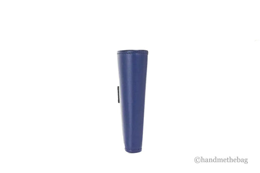 Versace Navy Blue Compact Leather Medusa Snap Bifold Wallet - Velora Luxury Fashion