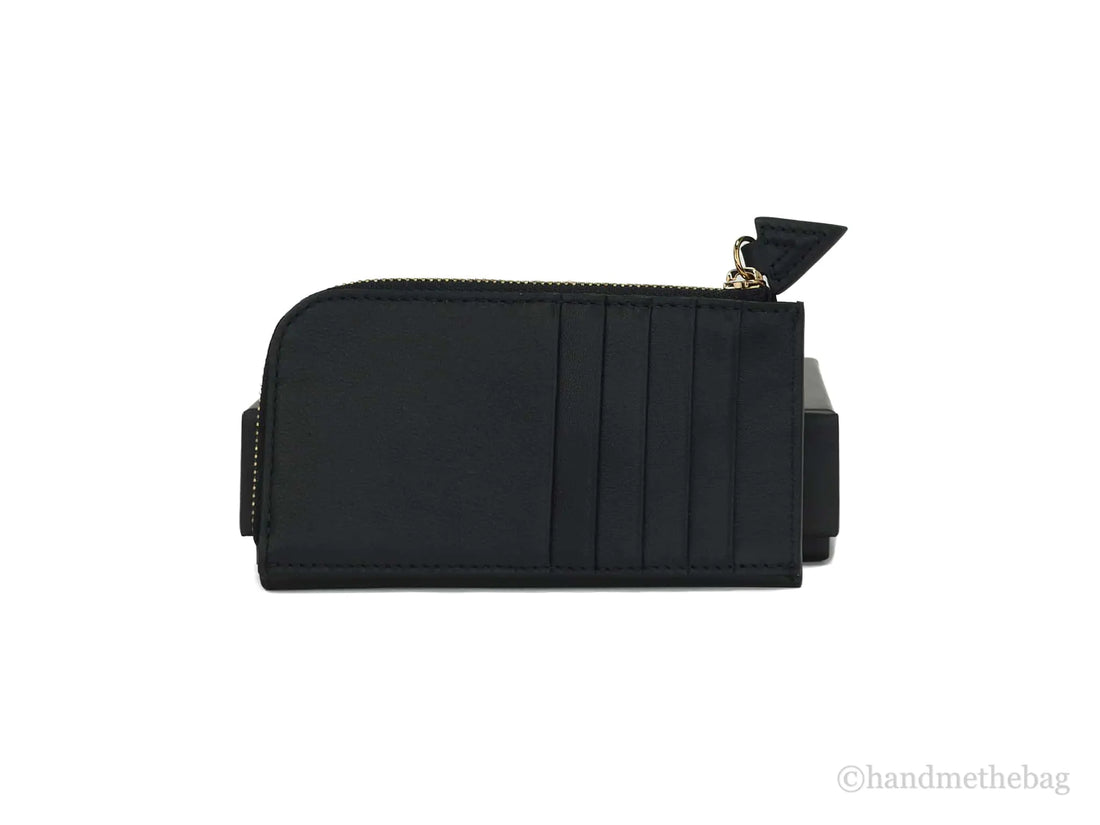 Versace Small Black Leather Matte Medusa Zip Card Case - Velora Luxury Fashion