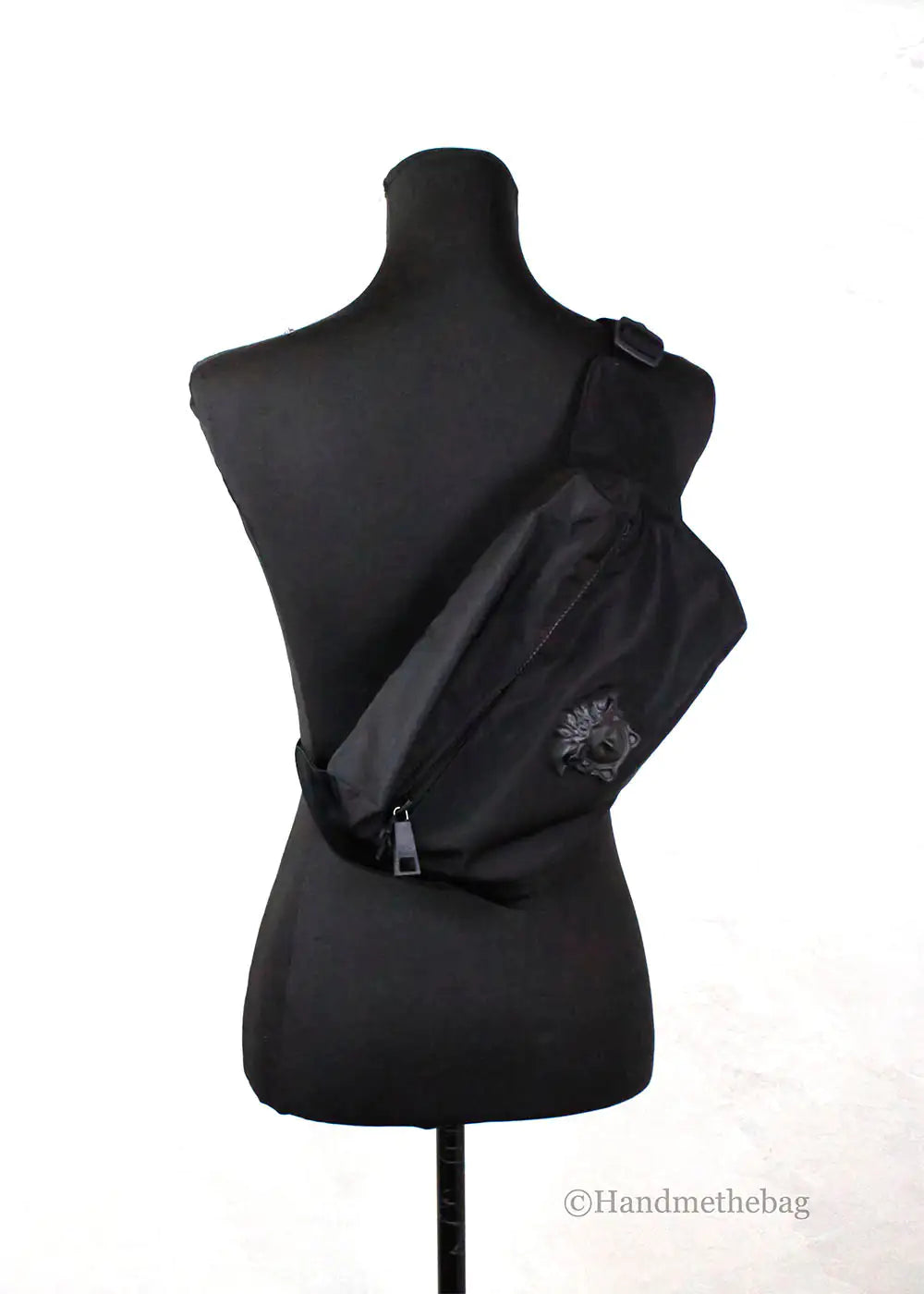 Versace Small Black Nylon Matte Medusa Belt Bag - Velora Luxury Fashion