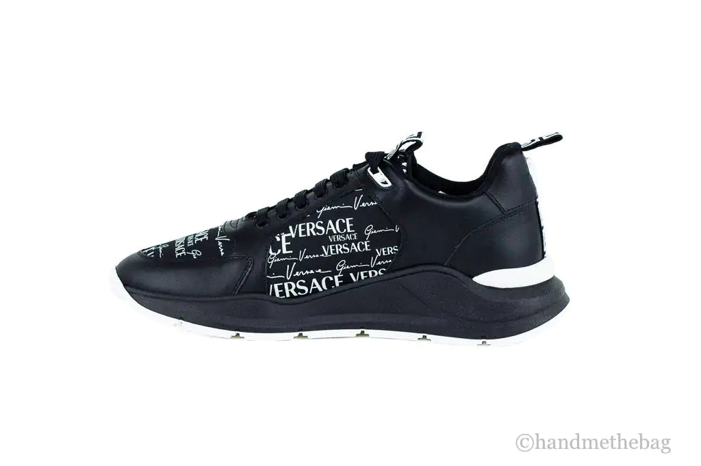 Versace Smooth Leather Logo Fabric Medusa Accent Sneakers - Velora Luxury Fashion