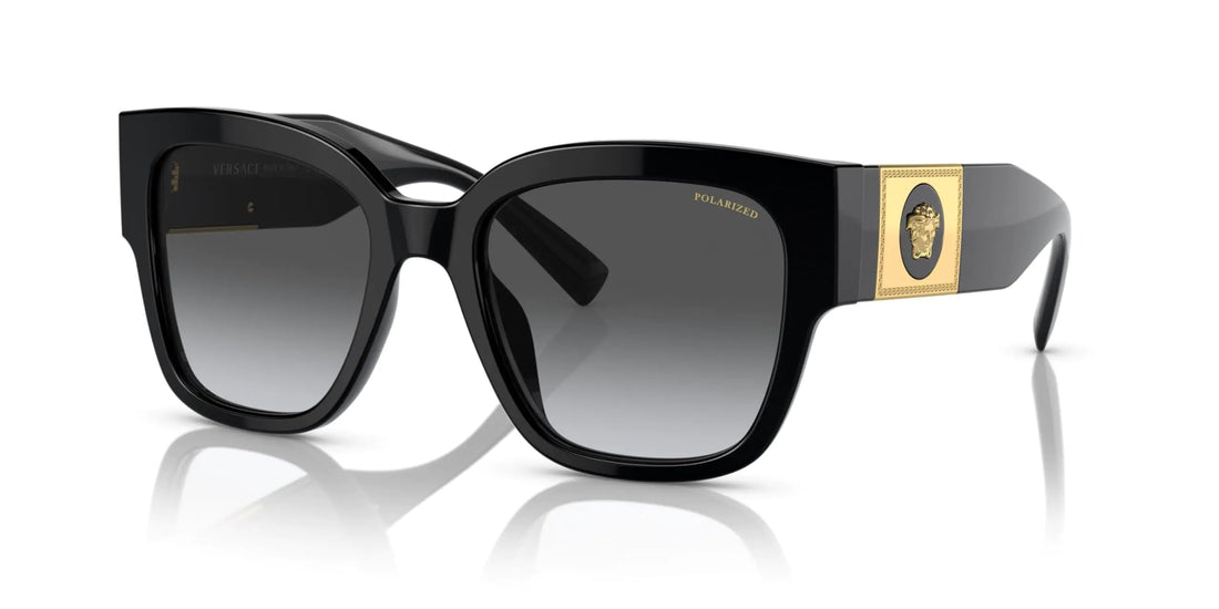 Versace VE 4437U GB1/T3 Black Plastic Square Sunglasses Grey Gradient Lens - Velora Luxury Fashion