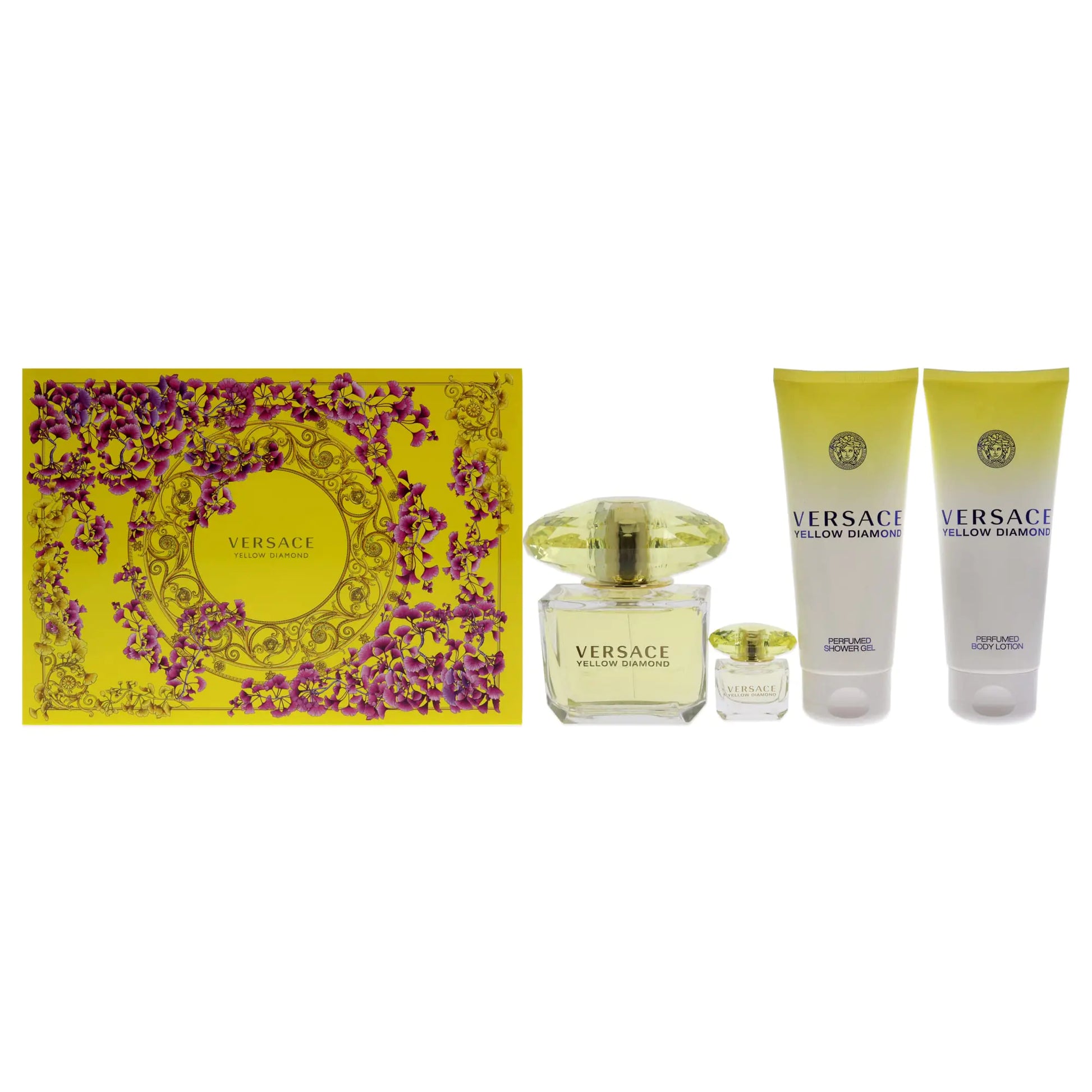 Versace Yellow Diamond EDT 90ml + BL 100ml + SG 100ml + EDT 5ml W - Velora Luxury Fashion