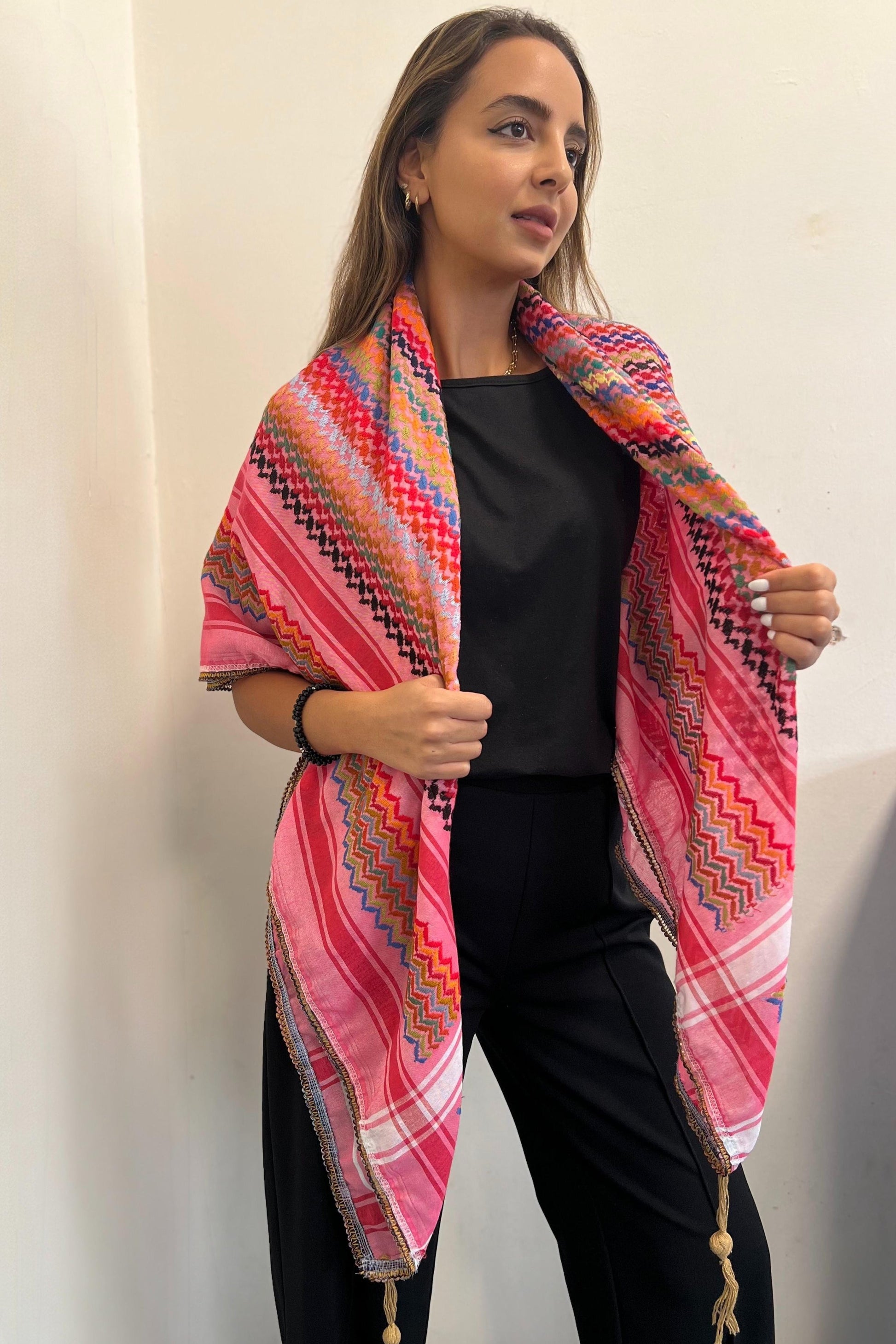 Vibrant Deep Pink Kufiya (Keffiyeh) | Made in Jordan - Velora Luxury Fashion
