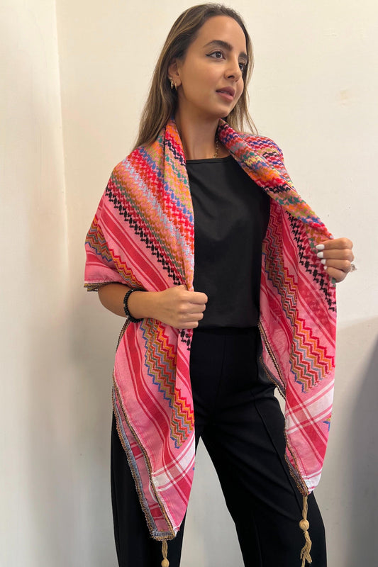 Vibrant Deep Pink Kufiya (Keffiyeh) | Made in Jordan - Velora Luxury Fashion
