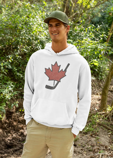 Vintage Maple Leaf Hockey Stick Hoodie - Canadian Hockey Pride - Maple Stick Hockey Co. - True Fan - Velora Luxury Fashion