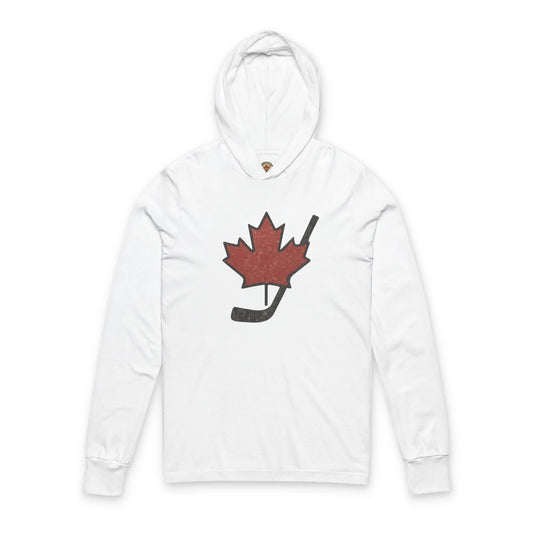 Vintage Maple Leaf Hockey Stick Hoodie - Canadian Hockey Pride - Maple Stick Hockey Co. - True Fan - Velora Luxury Fashion