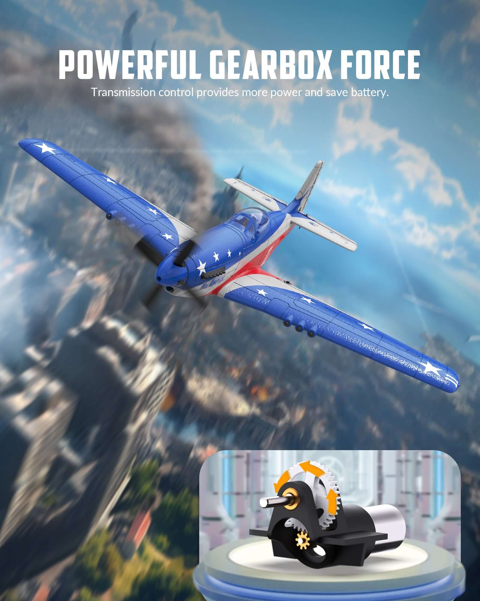 VolantexRC Miss America P-51D Mustang 4CH RC Warbird Airplane w/ XPilot & Gyro - Velora Luxury Fashion