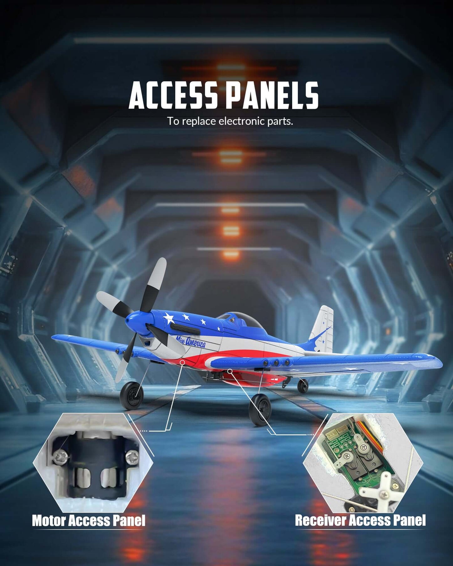 VolantexRC Miss America P-51D Mustang 4CH RC Warbird Airplane w/ XPilot & Gyro - Velora Luxury Fashion