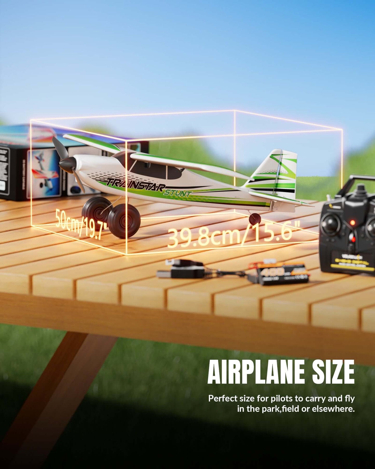 VolantexRC Trainstar 500mm Brushless RC Plane 2S/3S Power RTF – Green/Orange - Velora Luxury Fashion