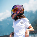 Voss 580 Conquest Gloss Neon Mandala Motorcycle Helmet - Velora Luxury Fashion