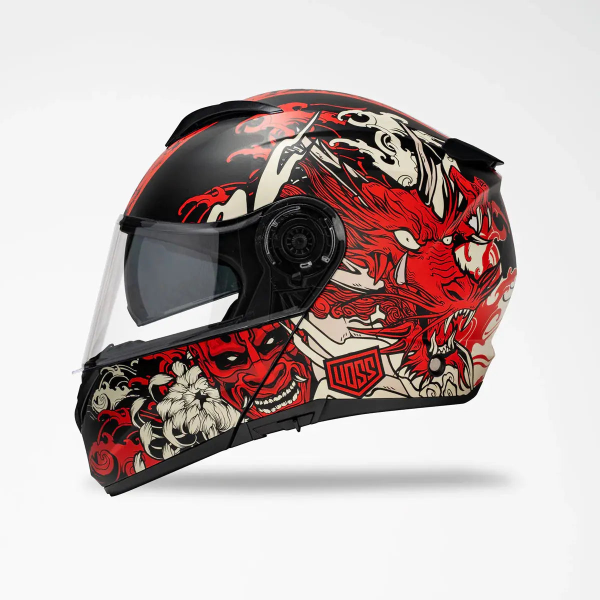 Voss 580 Conquest Matte Red Dragon Helmet - Velora Luxury Fashion