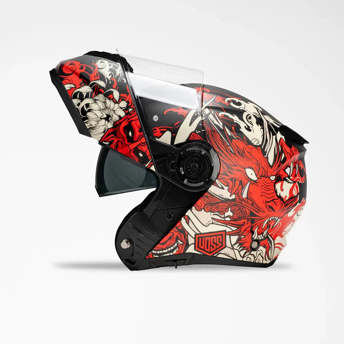 Voss 580 Conquest Matte Red Dragon Helmet - Velora Luxury Fashion
