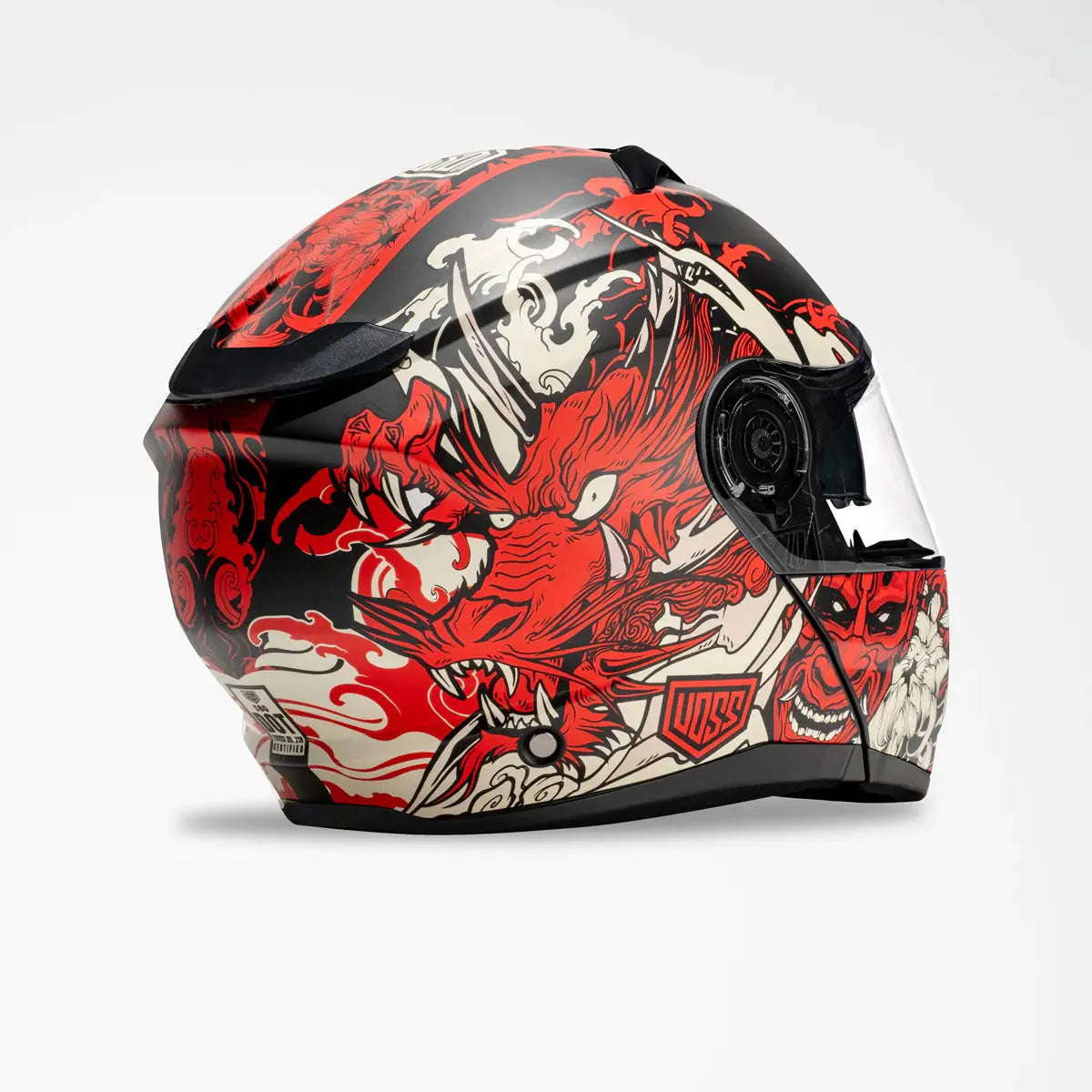 Voss 580 Conquest Matte Red Dragon Helmet - Velora Luxury Fashion
