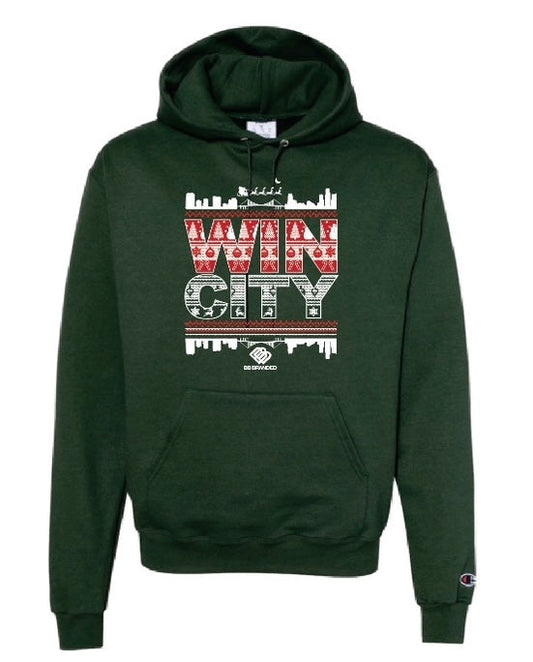 WIN City Christmas Hoodie Forrest Green - Velora