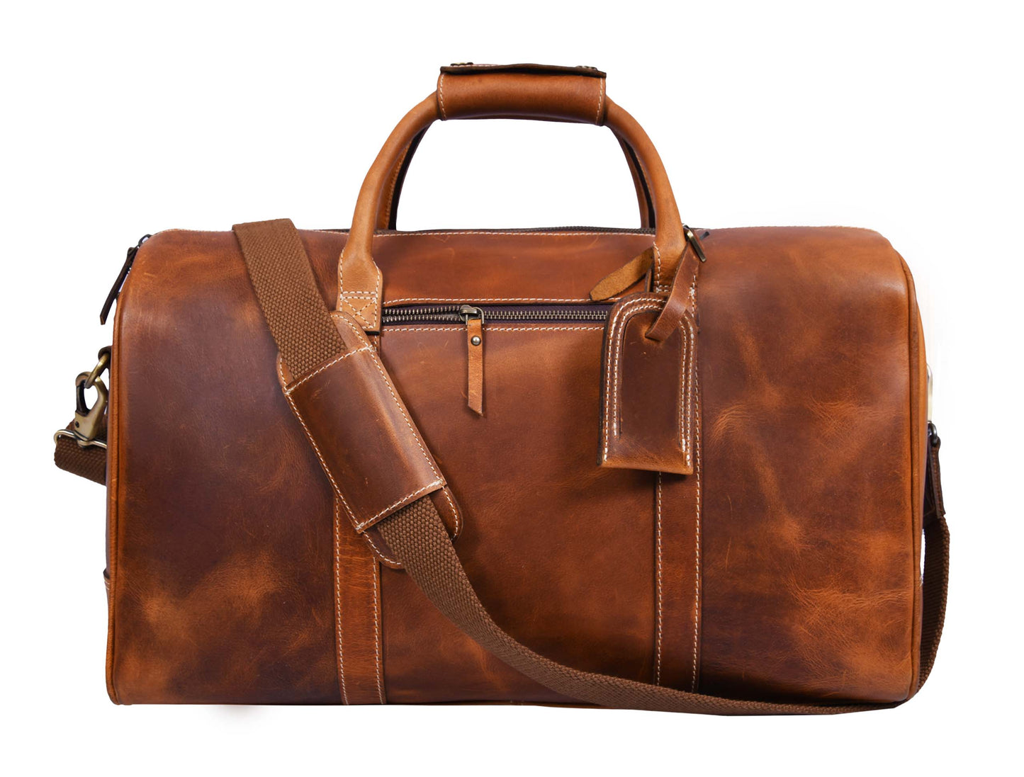 Walton Leather Travel Bag -  Caramel Brown - Velora Luxury Fashion