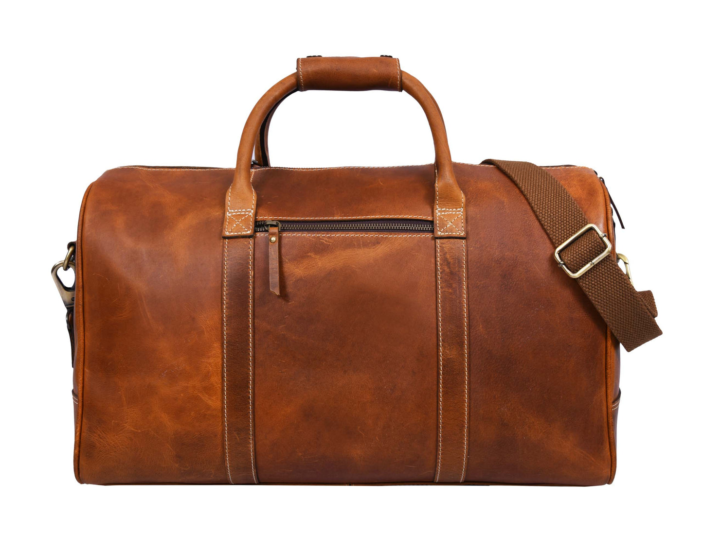 Walton Leather Travel Bag -  Caramel Brown - Velora Luxury Fashion