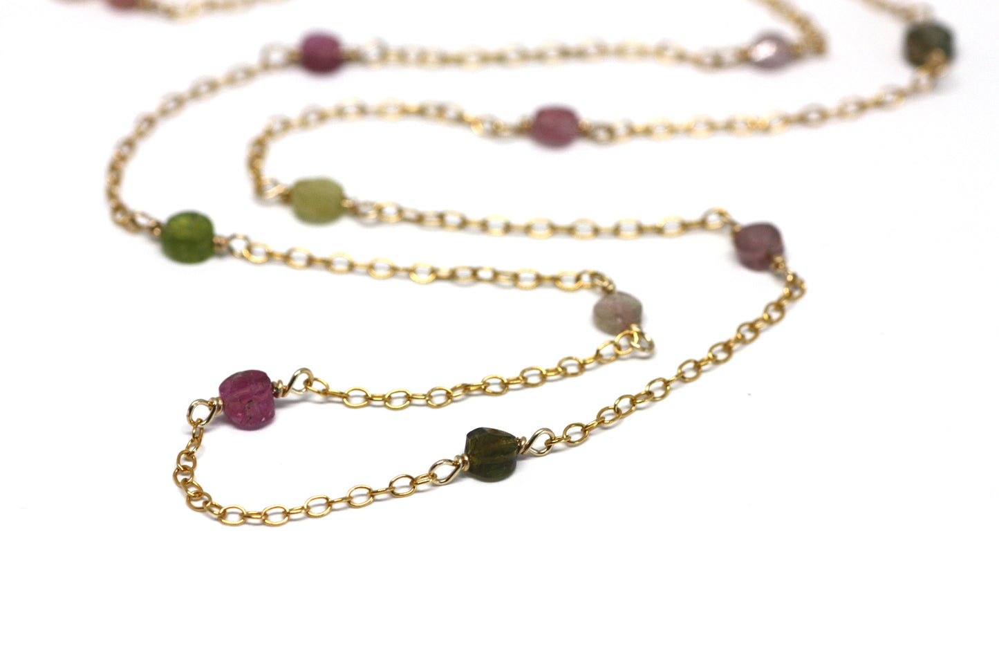 Watermelon Tourmaline Wire Wrapped Layering Necklace - Velora Luxury Fashion