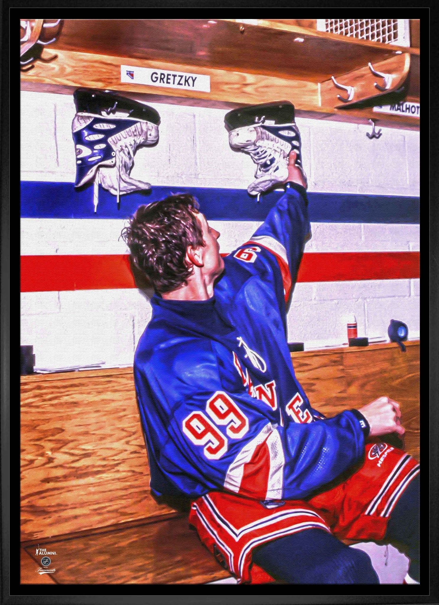 Wayne Gretzky 20x29 Framed Canvas Oilers Hanging up Skates-V - Velora Luxury Fashion
