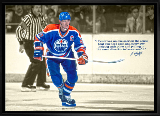 Wayne Gretzky Edmonton Oilers Framed 20x29 Skating Canvas with Quote - Velora Luxury Fashion