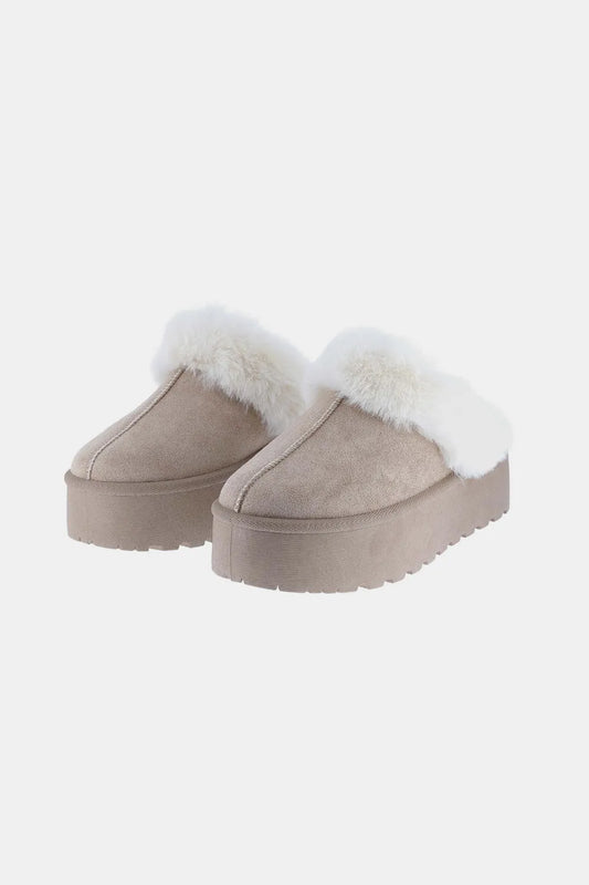 Weeboo Thick Bottom Fur Trim Snow Slippers - Velora Luxury Fashion