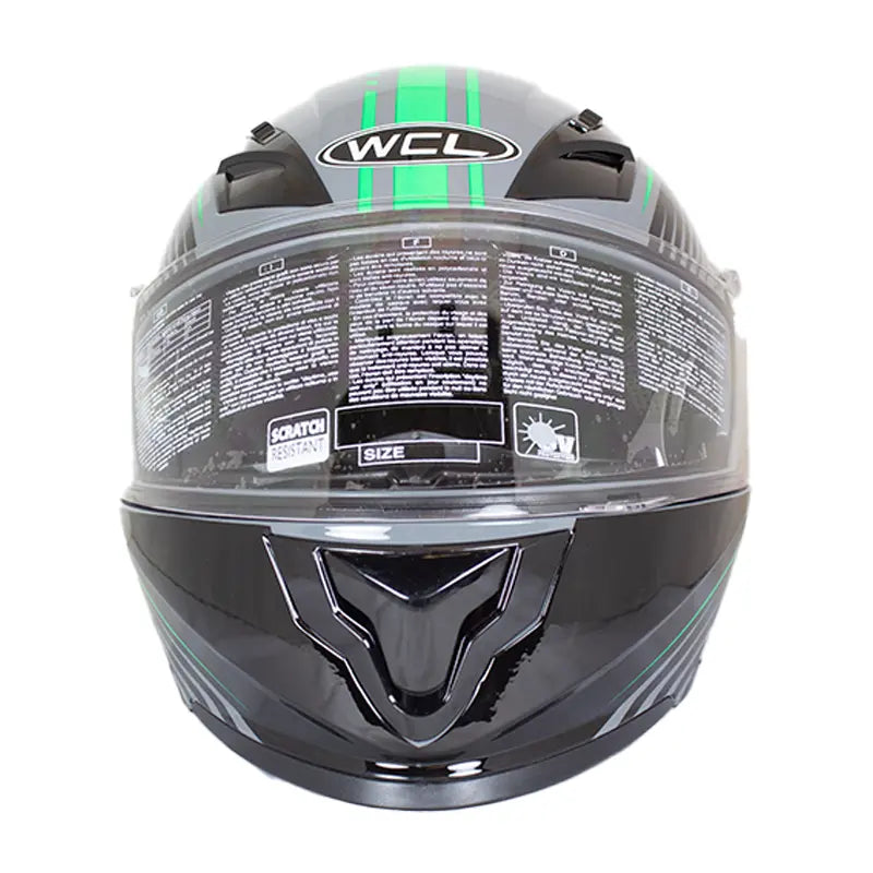 West Coast Leather Black and Green Leather Biker Helmet Boutique of Leathers/Open Road