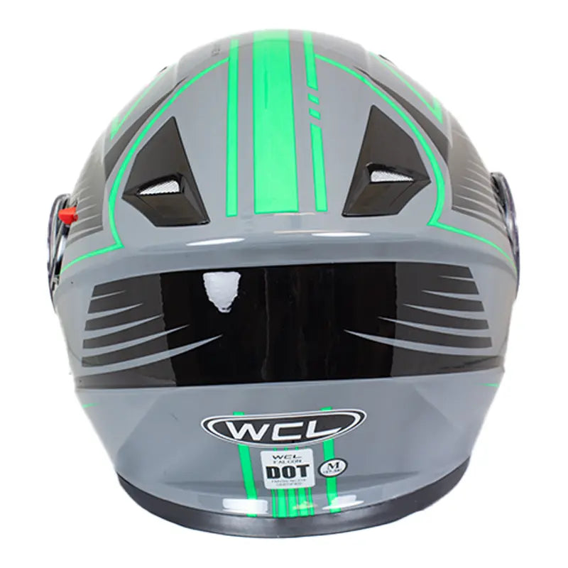 West Coast Leather Black and Green Leather Biker Helmet Boutique of Leathers/Open Road