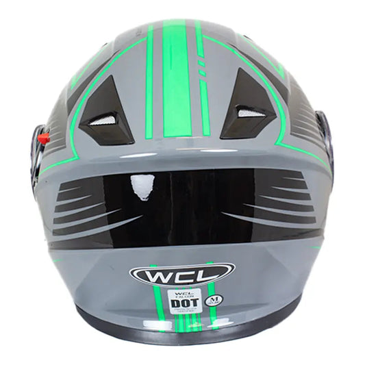 West Coast Leather Black and Green Leather Biker Helmet Boutique of Leathers/Open Road
