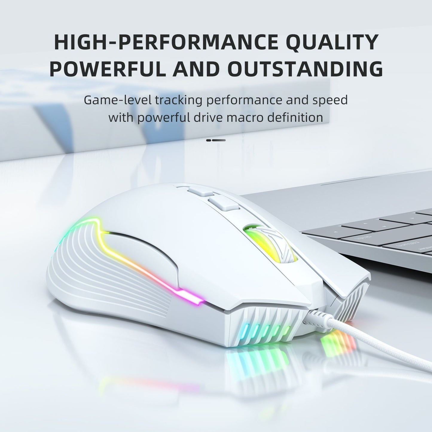 Adjustable 6400 DPI Wired LED Gaming Mouse with Breathing LED Colors White - Velora Luxury Fashion