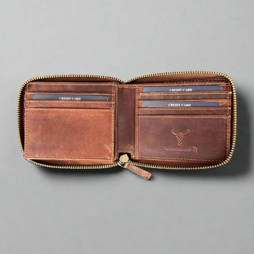 Men’s Zip-Around Cow Leather Wallet Boutique of Leathers/Open Road