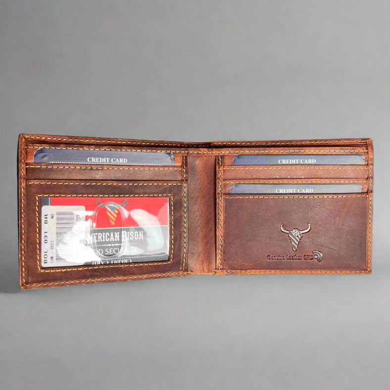 Men’s Slim Bifold Cow Leather Wallet Boutique of Leathers/Open Road