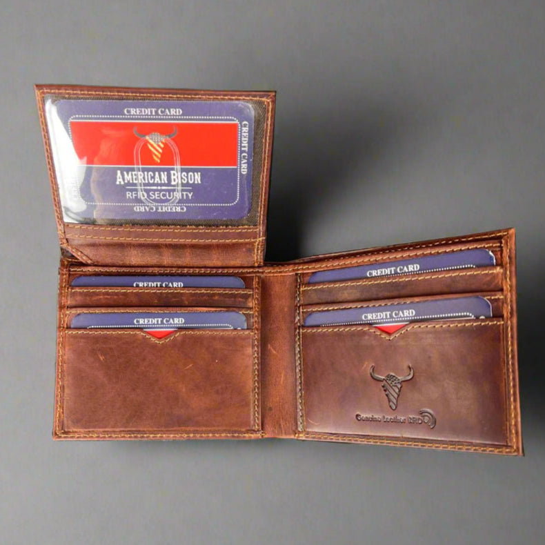 Men’s Bifold Flip-Up Cow Leather Wallet Boutique of Leathers/Open Road