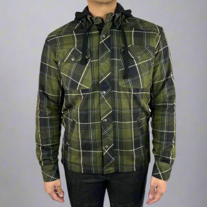 Men’s Armored Shirt with Removable Hoodie Boutique of Leathers/Open Road
