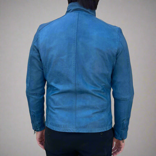 Men’s Sheep Leather Jacket. Classic Stand Collar with 2 Pockets Boutique of Leathers/Open Road