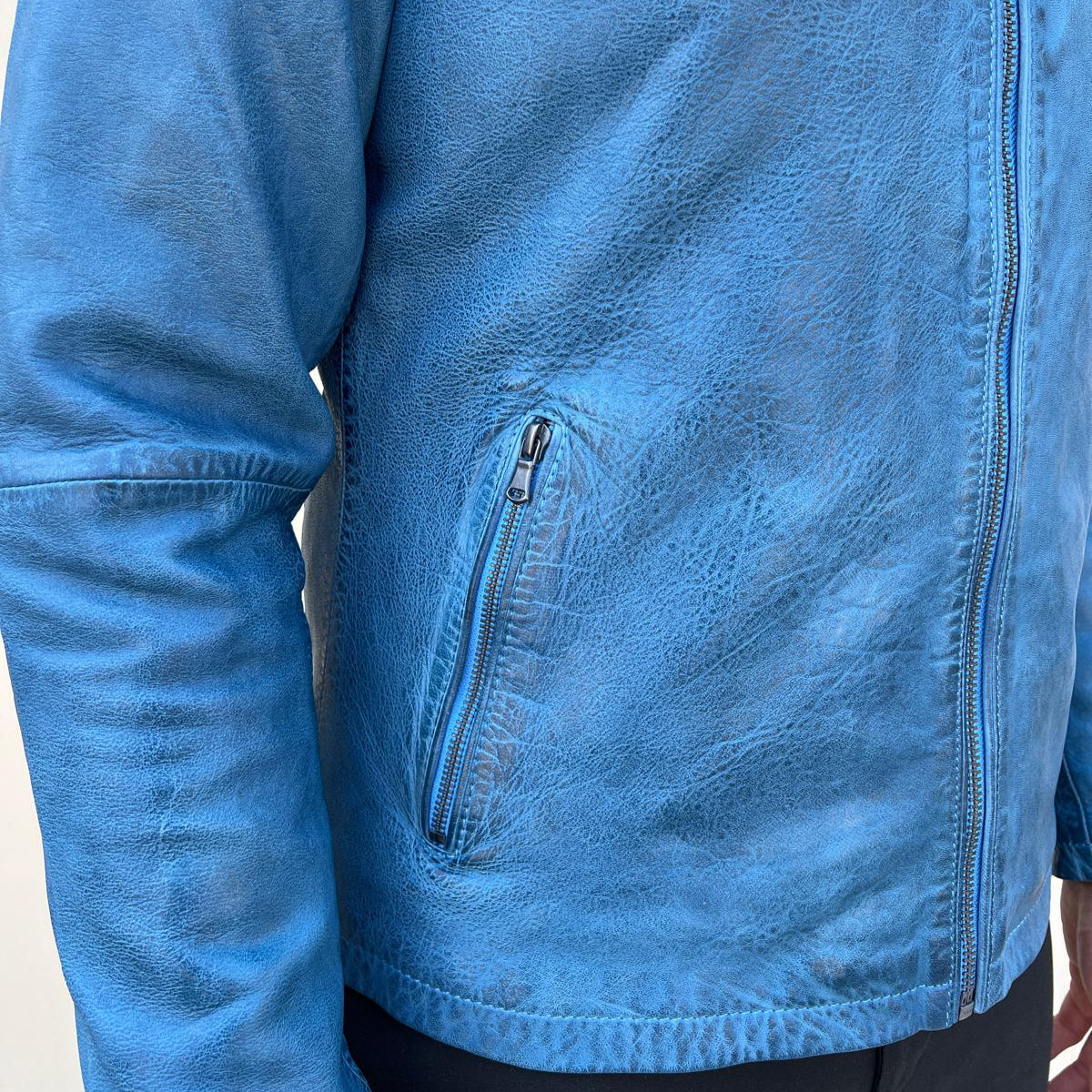 Men’s Sheep Leather Jacket. Classic Stand Collar with 2 Pockets Boutique of Leathers/Open Road