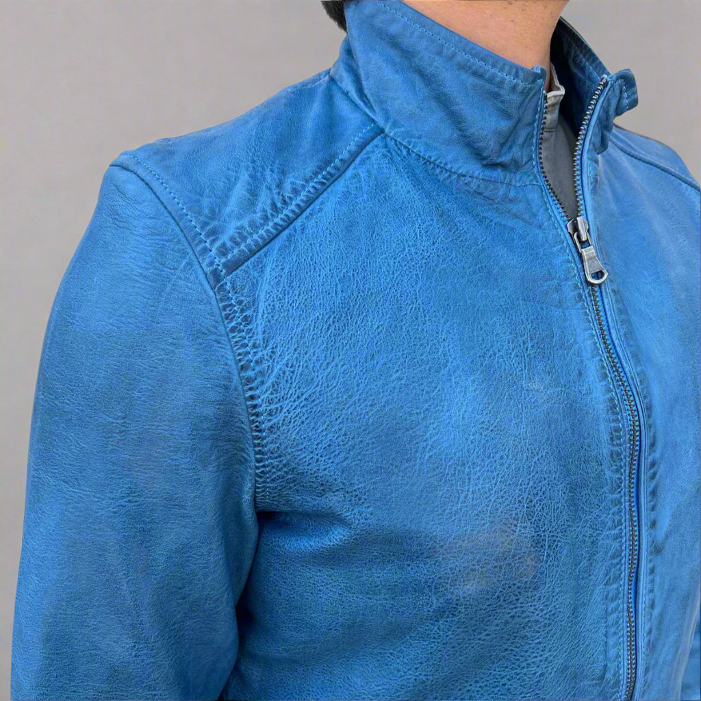 Men’s Sheep Leather Jacket. Classic Stand Collar with 2 Pockets Boutique of Leathers/Open Road