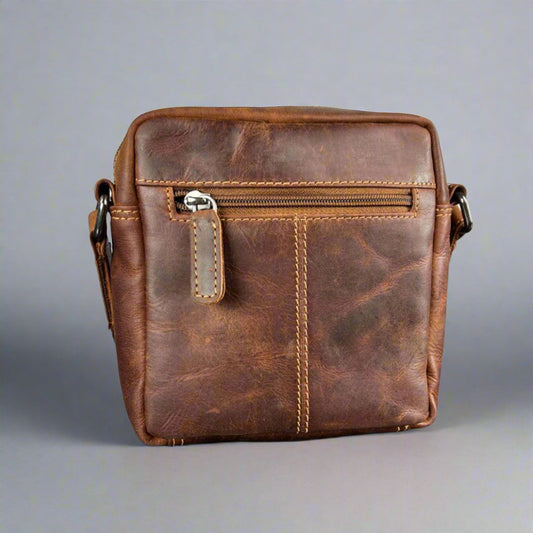 Greenwood Leather Mini-Messenger Bag. Compact Wax Pull-Up Leather Bag for Urban Adventures Boutique of Leathers/Open Road