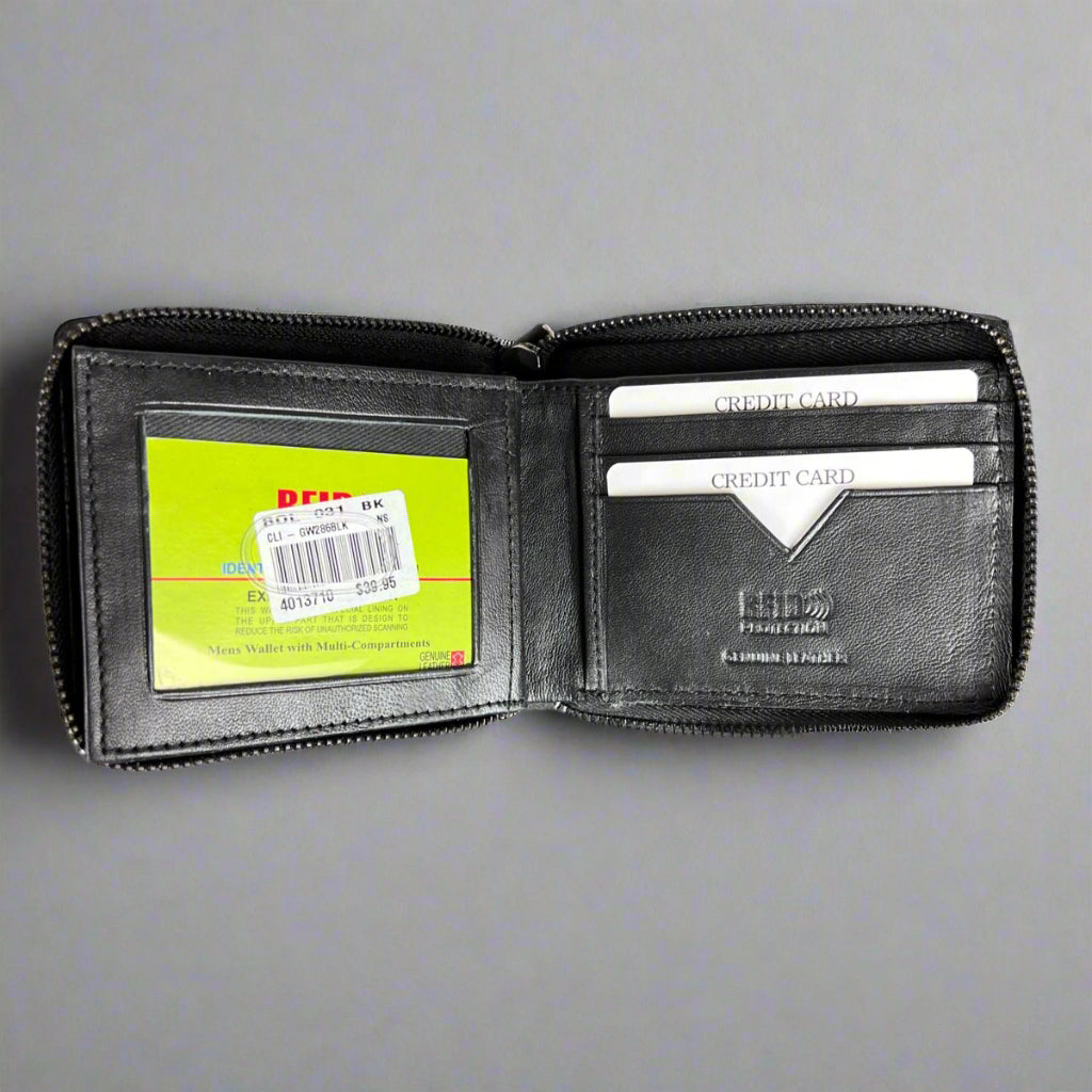 Greenwood Men's Leather Wallet. Premium RFID Protection Zip-Around Wallet Boutique of Leathers/Open Road