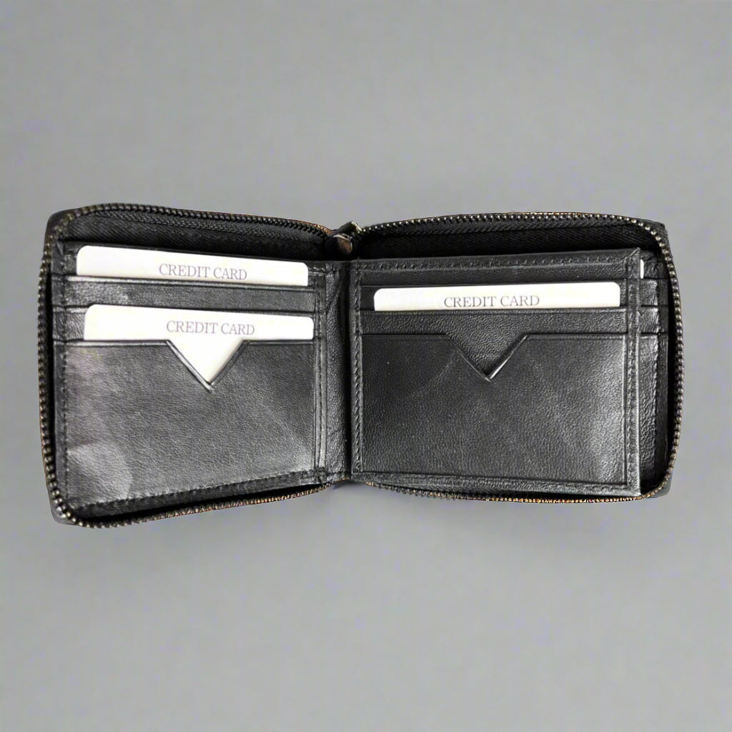 Greenwood Men's Leather Wallet. Premium RFID Protection Zip-Around Wallet Boutique of Leathers/Open Road