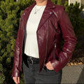 Women's Premium Lamb Leather Moto Jacket with Asymmetrical Zippers - Velora Luxury Fashion