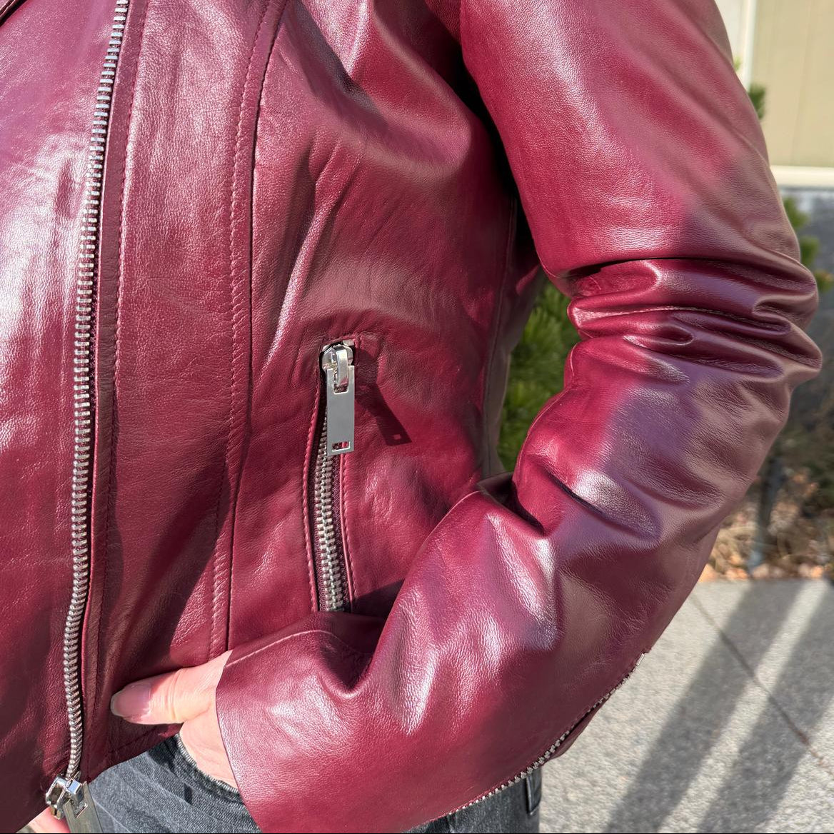 Women's Premium Lamb Leather Moto Jacket with Asymmetrical Zippers - Velora Luxury Fashion