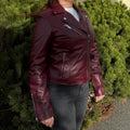 Women's Premium Lamb Leather Moto Jacket with Asymmetrical Zippers - Velora Luxury Fashion