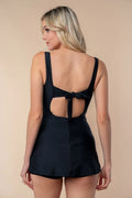 White Birch Full Size Sleeveless Tie Back Performance Knit Swim Dress - Velora Luxury Fashion
